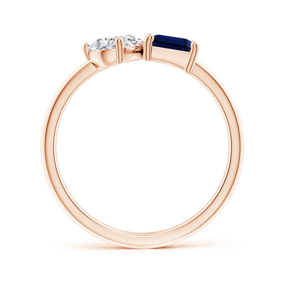 7x5mm AAA Classic Two-Stone Emerald-Cut Blue Sapphire & Pear Diamond Ring in Rose Gold side 199