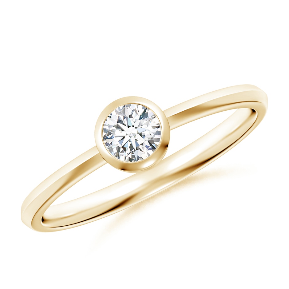 4.1mm GVS2 Classic Bezel-Set Round Diamond Solitaire Ring in Yellow Gold 