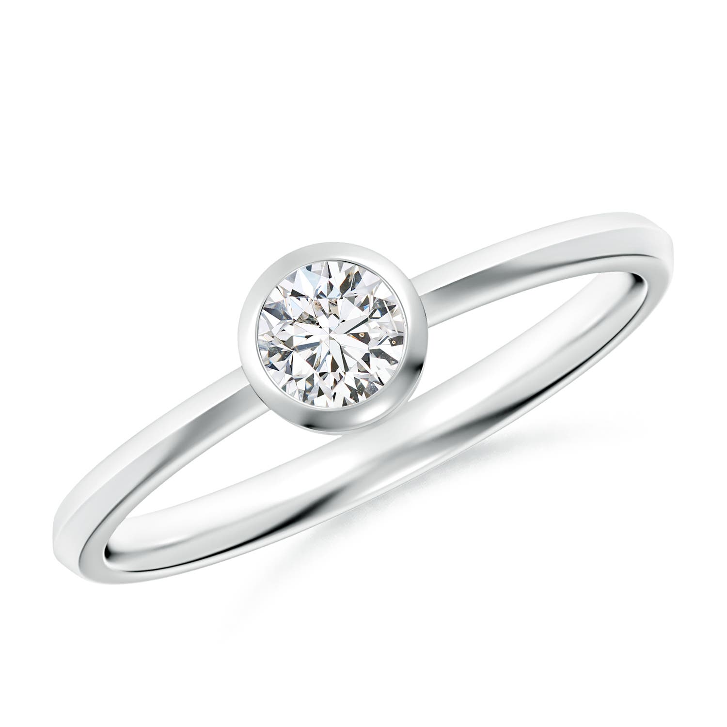 4.1mm HSI2 Classic Bezel-Set Round Diamond Solitaire Ring in White Gold