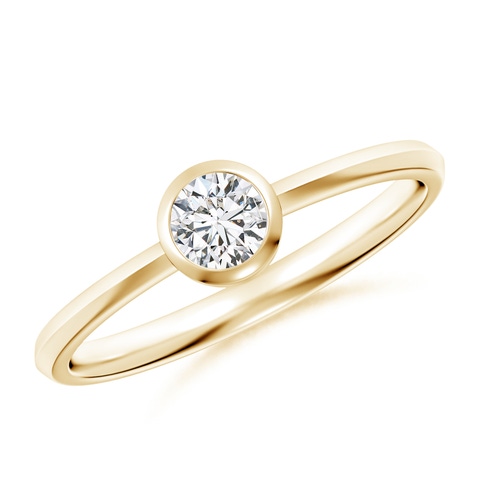 4.1mm HSI2 Classic Bezel-Set Round Diamond Solitaire Ring in Yellow Gold