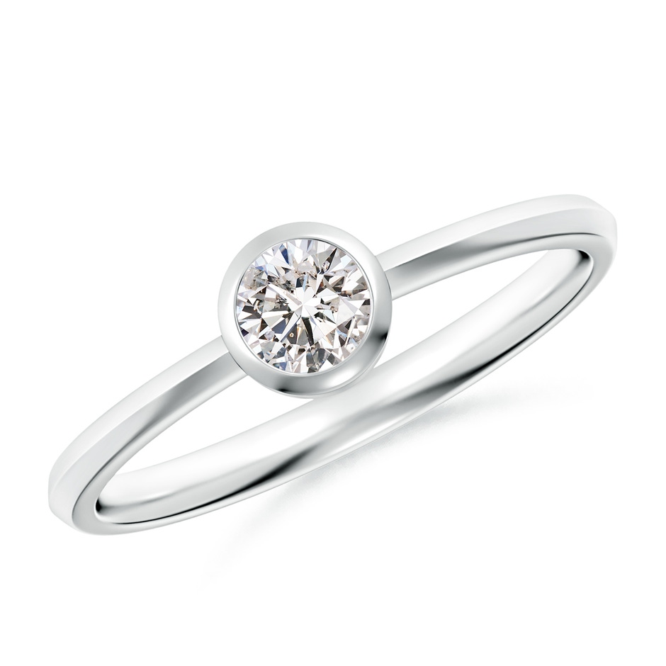 4.1mm IJI1I2 Classic Bezel-Set Round Diamond Solitaire Ring in White Gold 