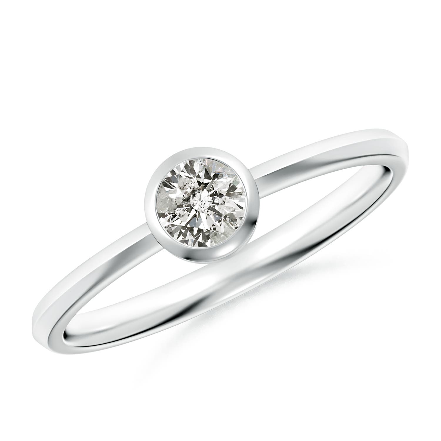 4.1mm KI3 Classic Bezel-Set Round Diamond Solitaire Ring in White Gold
