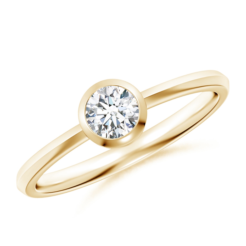 4.4mm GVS2 Classic Bezel-Set Round Diamond Solitaire Ring in Yellow Gold 