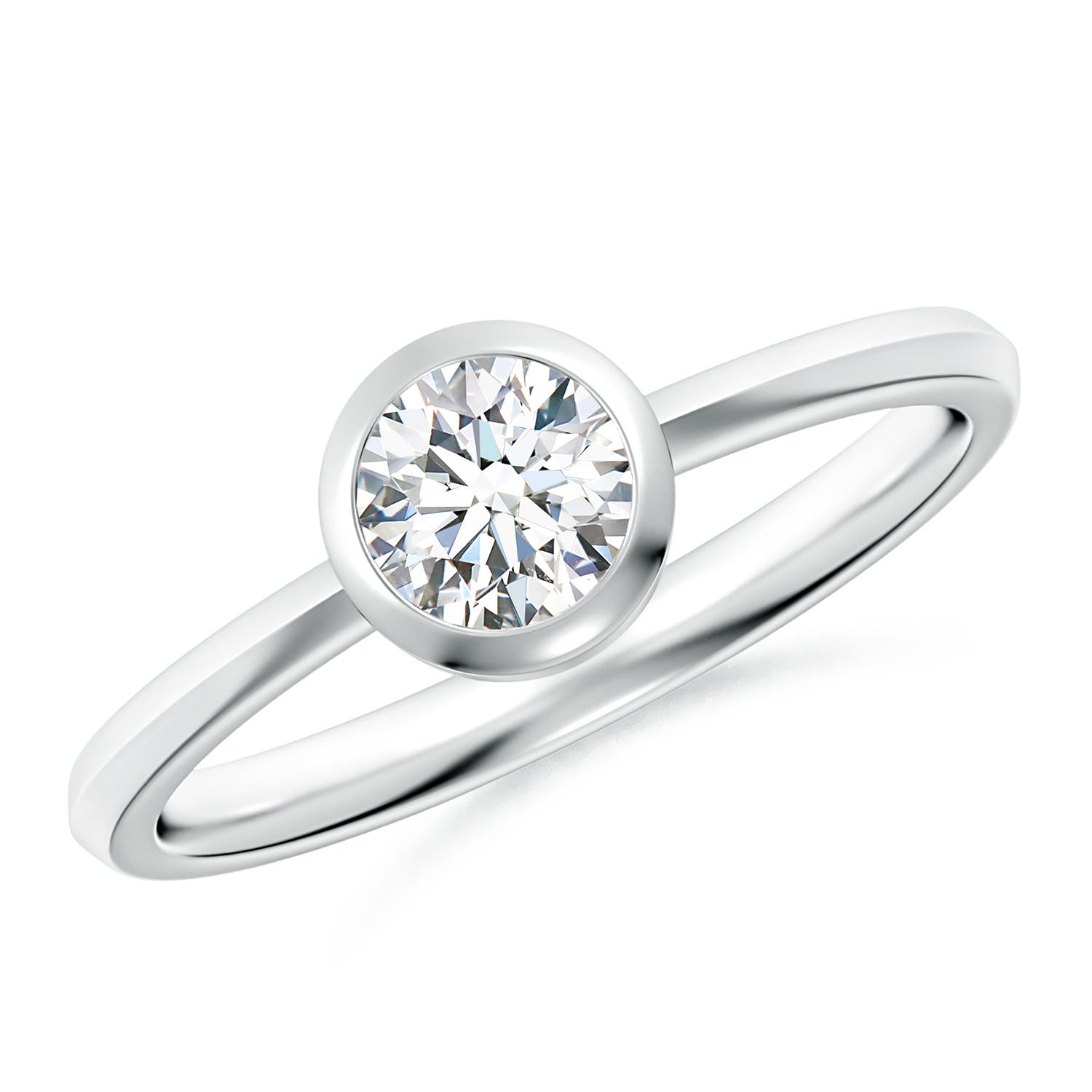5.1mm GVS2 Classic Bezel-Set Round Diamond Solitaire Ring in White Gold