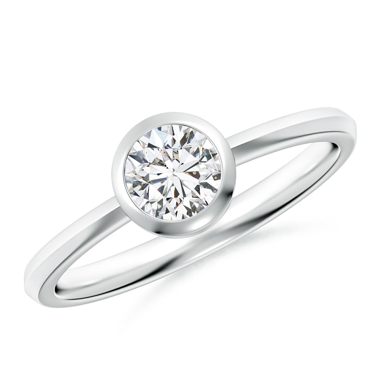5.1mm HSI2 Classic Bezel-Set Round Diamond Solitaire Ring in White Gold