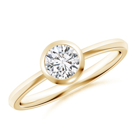 5.1mm HSI2 Classic Bezel-Set Round Diamond Solitaire Ring in Yellow Gold