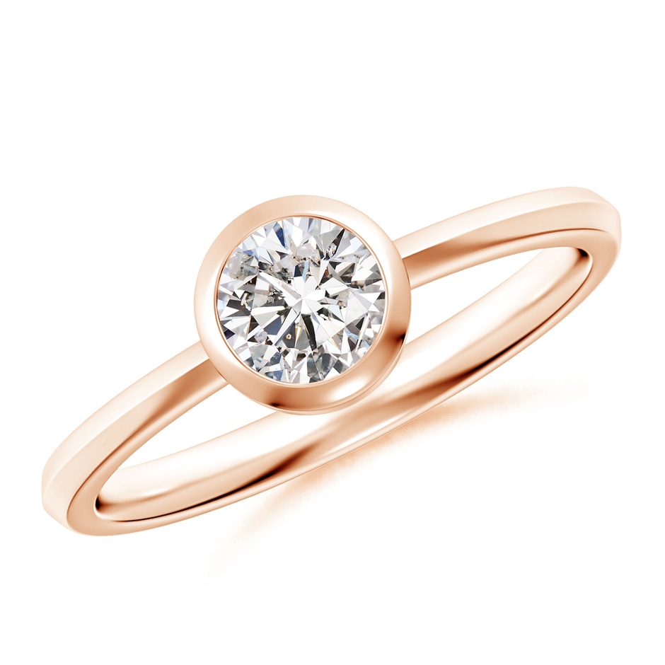 5.1mm IJI1I2 Classic Bezel-Set Round Diamond Solitaire Ring in Rose Gold 