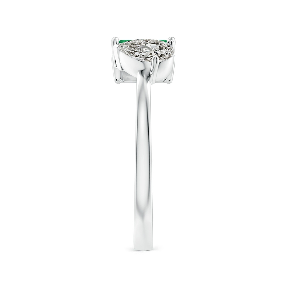 6x4mm A Two-Stone Emerald-Cut Emerald & Pear Diamond Open Ring in S999 Silver Side 299