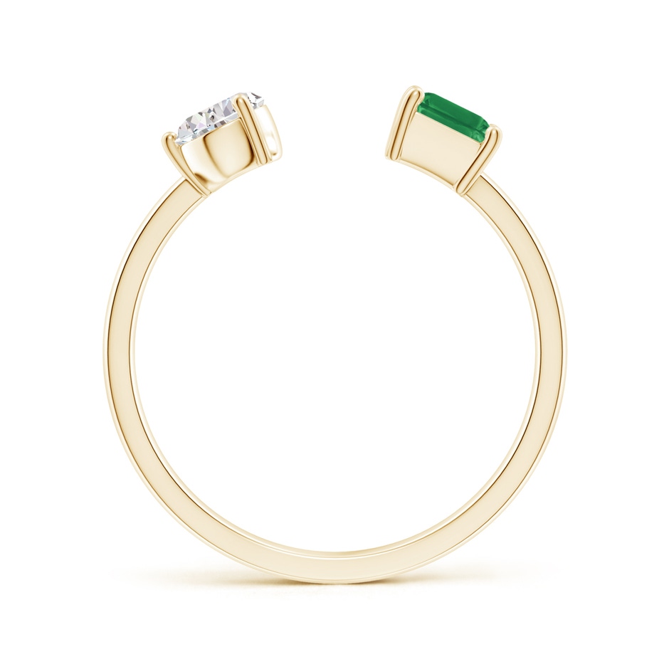 6x4mm AA Two-Stone Emerald-Cut Emerald & Pear Diamond Open Ring in Yellow Gold side 199