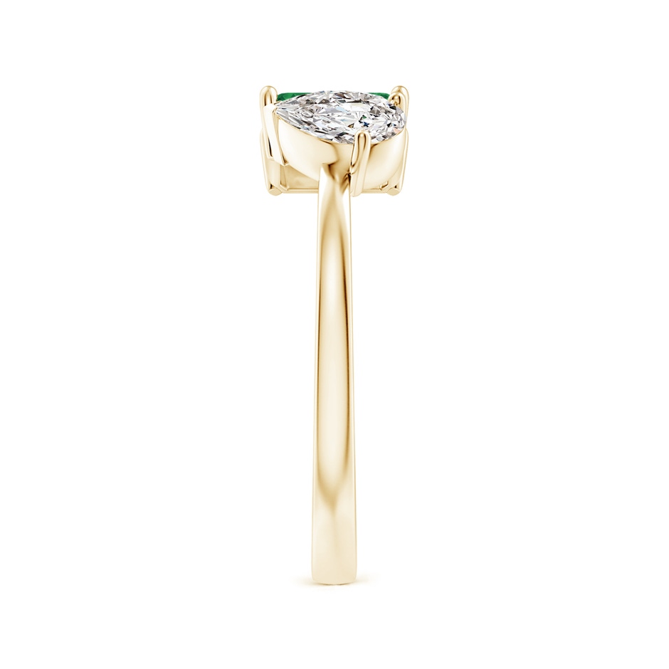 6x4mm AA Two-Stone Emerald-Cut Emerald & Pear Diamond Open Ring in Yellow Gold side 299