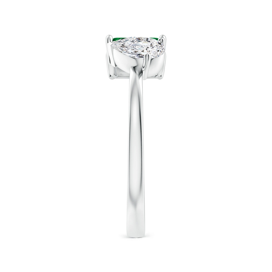 6x4mm AAA Two-Stone Emerald-Cut Emerald & Pear Diamond Open Ring in P950 Platinum Side 299