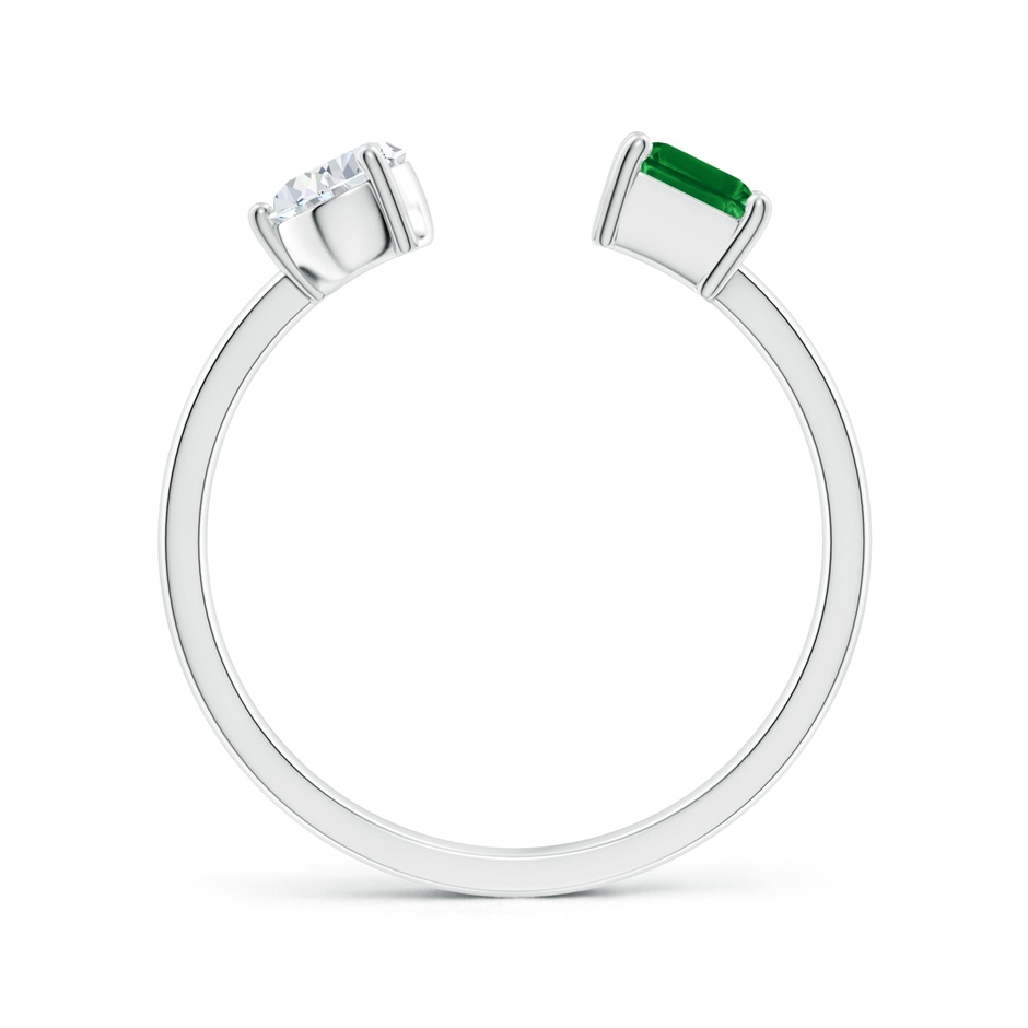 6x4mm Lab-Grown Two-Stone Emerald-Cut Emerald & Pear Diamond Open Ring in P950 Platinum side 199