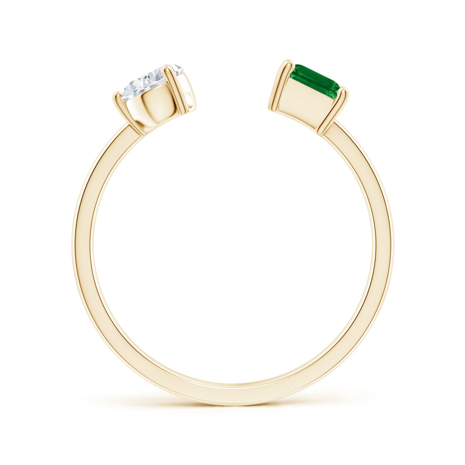 6x4mm Lab-Grown Two-Stone Emerald-Cut Emerald & Pear Diamond Open Ring in Yellow Gold side 199