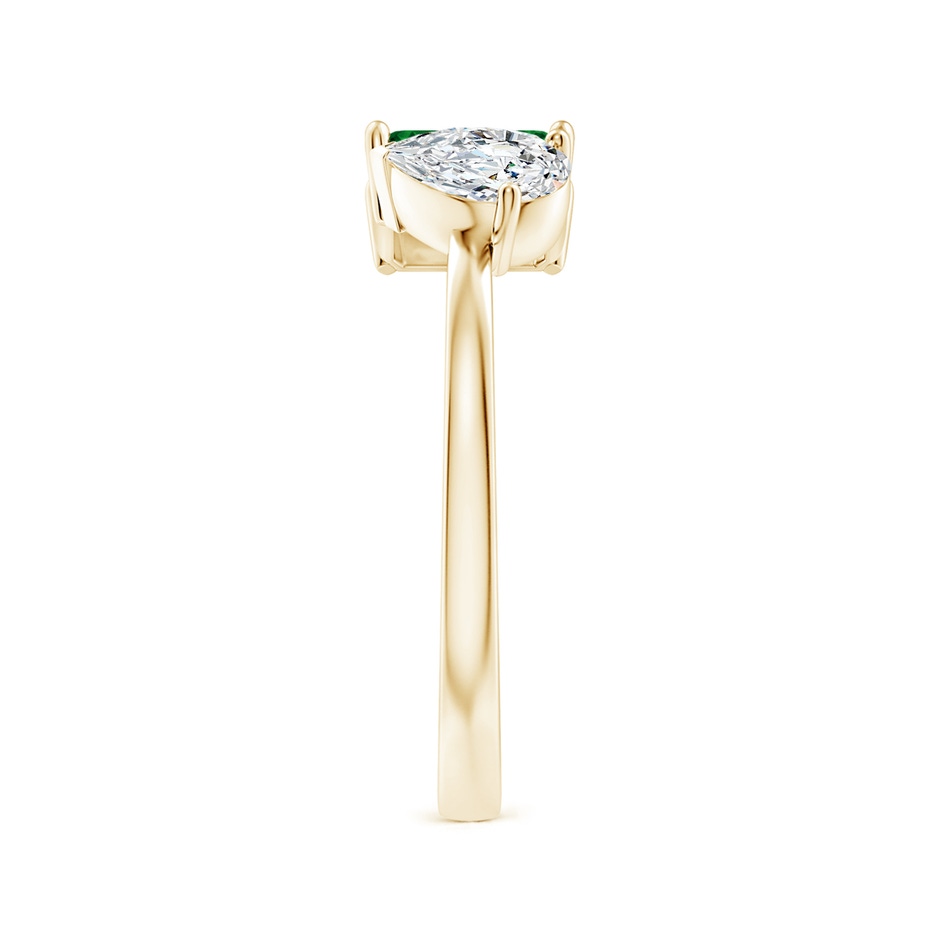 6x4mm Lab-Grown Two-Stone Emerald-Cut Emerald & Pear Diamond Open Ring in Yellow Gold side 299