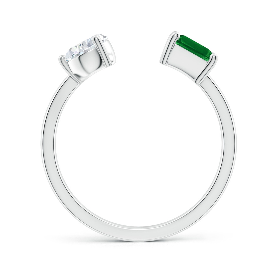 7x5mm Lab-Grown Two-Stone Emerald-Cut Emerald & Pear Diamond Open Ring in P950 Platinum side 199