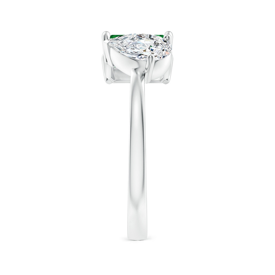 7x5mm Lab-Grown Two-Stone Emerald-Cut Emerald & Pear Diamond Open Ring in P950 Platinum side 299