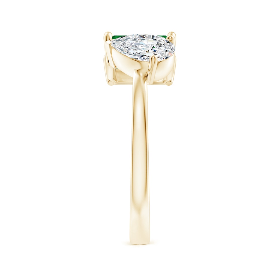 7x5mm Lab-Grown Two-Stone Emerald-Cut Emerald & Pear Diamond Open Ring in Yellow Gold side 299