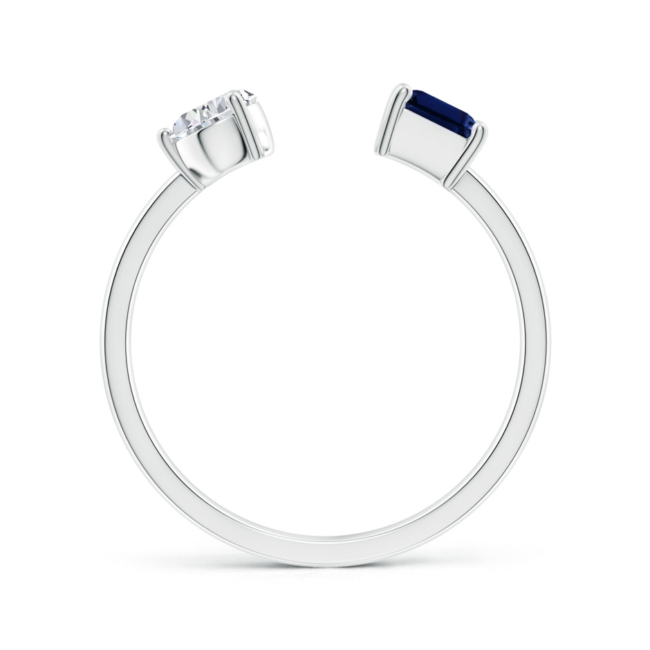 6x4mm AAA Two-Stone Emerald-Cut Blue Sapphire & Pear Diamond Open Ring in White Gold side 199