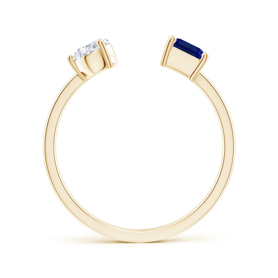 6x4mm Lab-Grown Two-Stone Emerald-Cut Blue Sapphire & Pear Diamond Open Ring in 9K Yellow Gold side 199