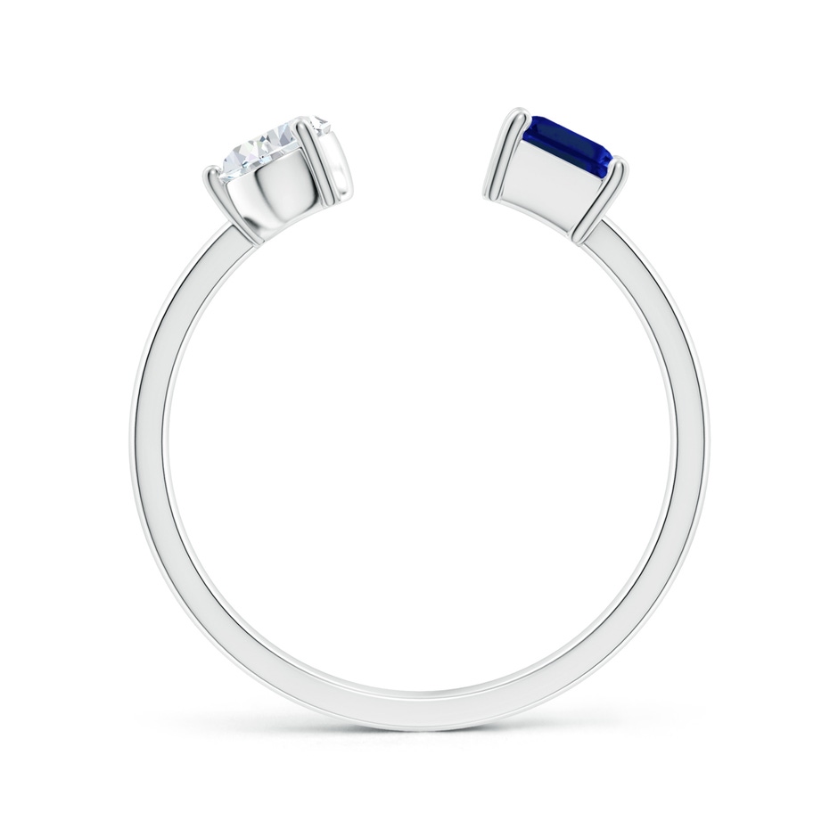 6x4mm Lab-Grown Two-Stone Emerald-Cut Blue Sapphire & Pear Diamond Open Ring in S999 Silver side 199
