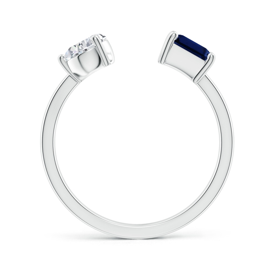 7x5mm AAA Two-Stone Emerald-Cut Blue Sapphire & Pear Diamond Open Ring in White Gold side 199