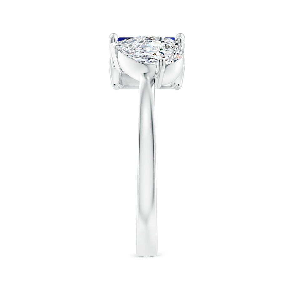 7x5mm Lab-Grown Two-Stone Emerald-Cut Blue Sapphire & Pear Diamond Open Ring in White Gold side 299