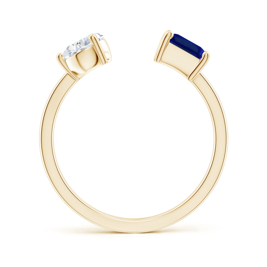 7x5mm Lab-Grown Two-Stone Emerald-Cut Blue Sapphire & Pear Diamond Open Ring in Yellow Gold side 199