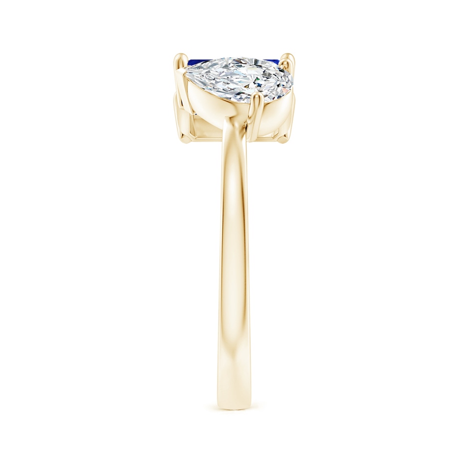 7x5mm Lab-Grown Two-Stone Emerald-Cut Blue Sapphire & Pear Diamond Open Ring in Yellow Gold side 299