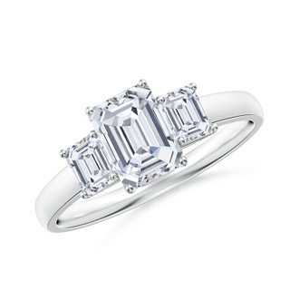 7x5mm GVS2 Emerald-Cut Diamond Three Stone Ring in S999 Silver