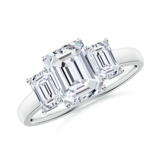 8x6mm HSI2 Emerald-Cut Diamond Three Stone Ring in P950 Platinum