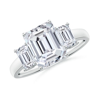 9x7mm HSI2 Emerald-Cut Diamond Three Stone Ring in S999 Silver