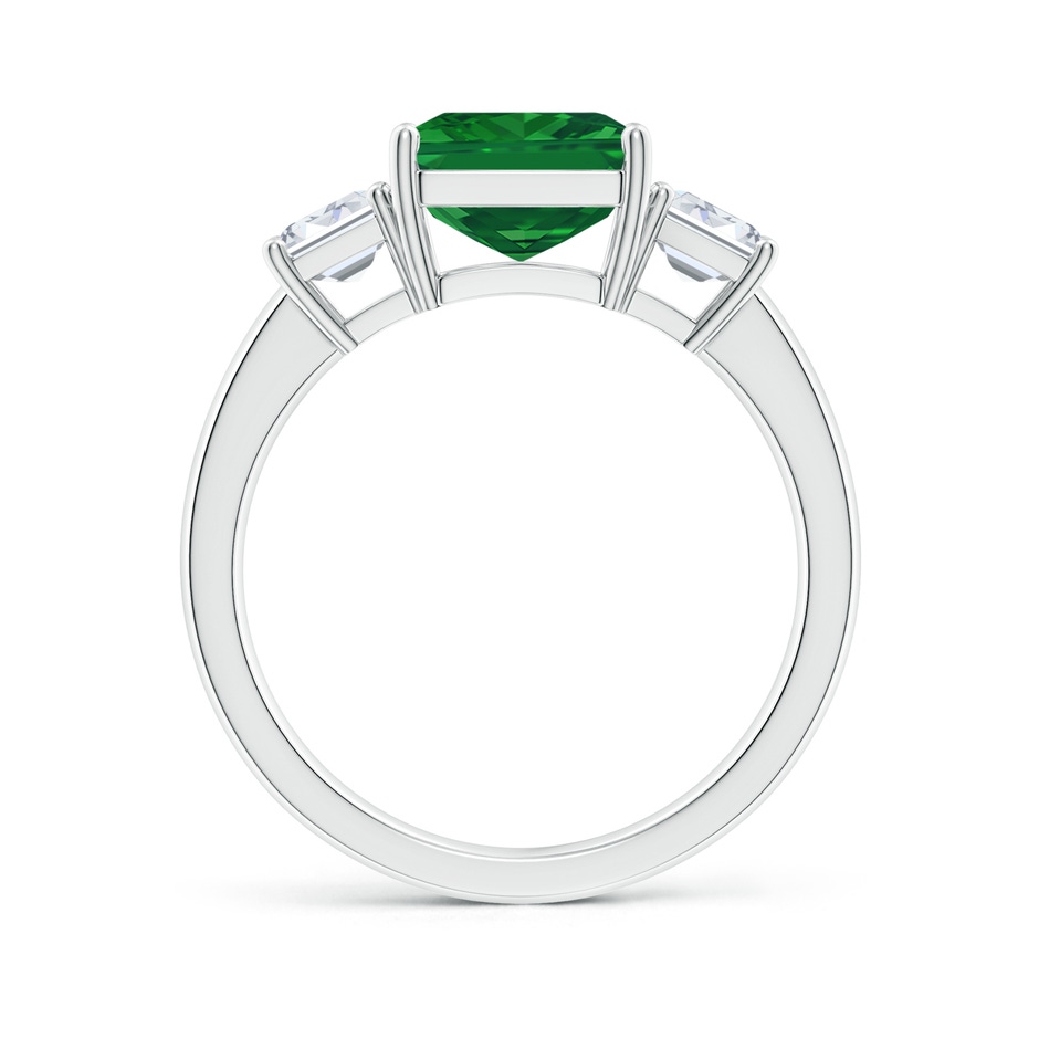 10x8mm AAA Emerald-Cut Emerald and Diamond Three Stone Ring in P950 Platinum side 199