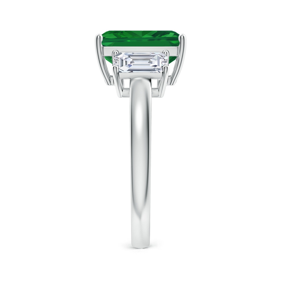 10x8mm AAA Emerald-Cut Emerald and Diamond Three Stone Ring in P950 Platinum side 299