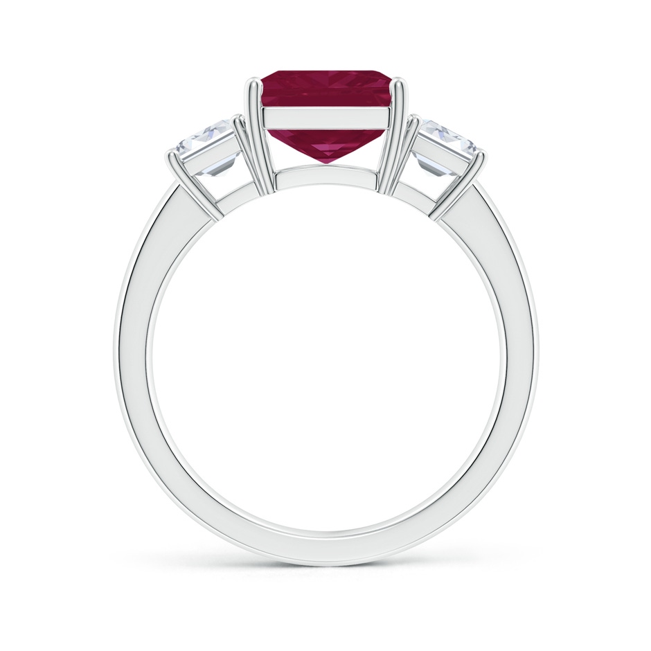 10x8mm A Emerald-Cut Ruby and Diamond Three Stone Ring in White Gold side 199