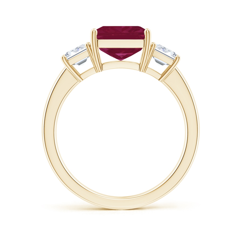 10x8mm A Emerald-Cut Ruby and Diamond Three Stone Ring in Yellow Gold side 199