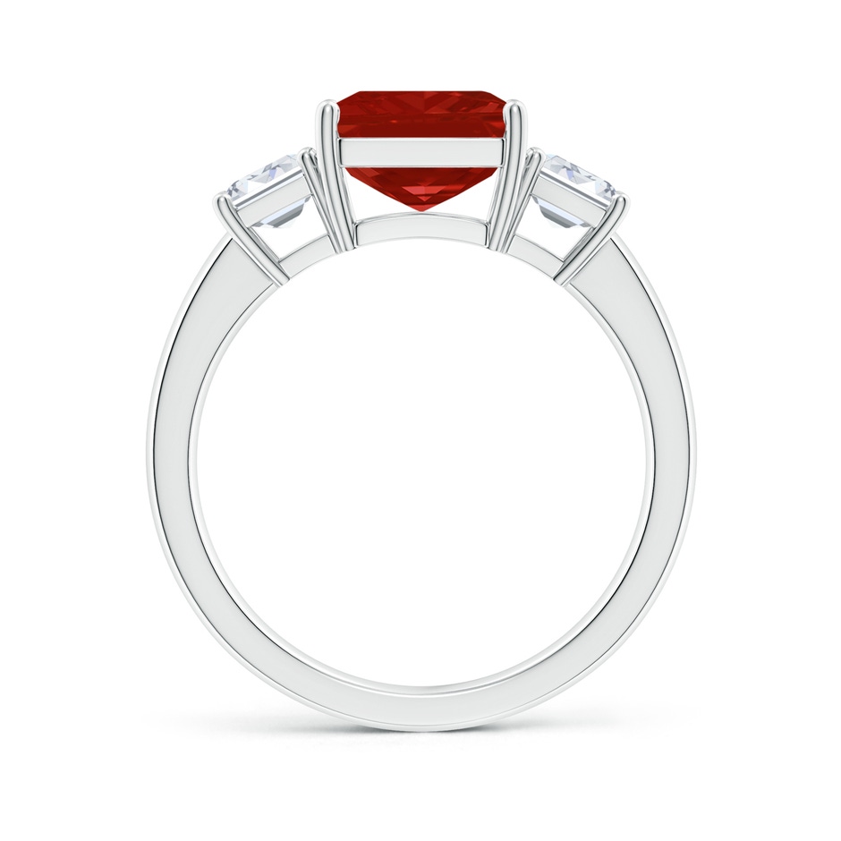 10x8mm AA Emerald-Cut Ruby and Diamond Three Stone Ring in White Gold side 199