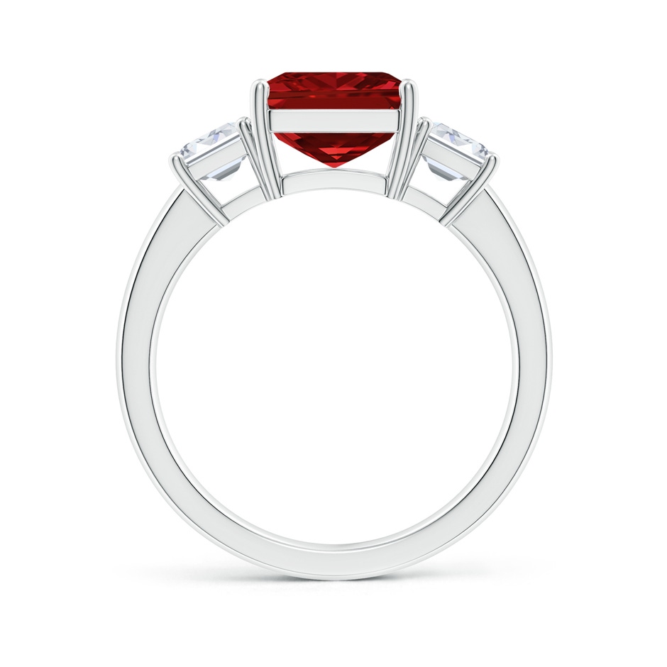 10x8mm AAAA Emerald-Cut Ruby and Diamond Three Stone Ring in White Gold side 199
