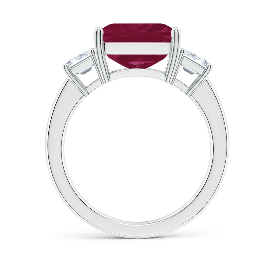 12x10mm A Emerald-Cut Ruby and Diamond Three Stone Ring in P950 Platinum side 199