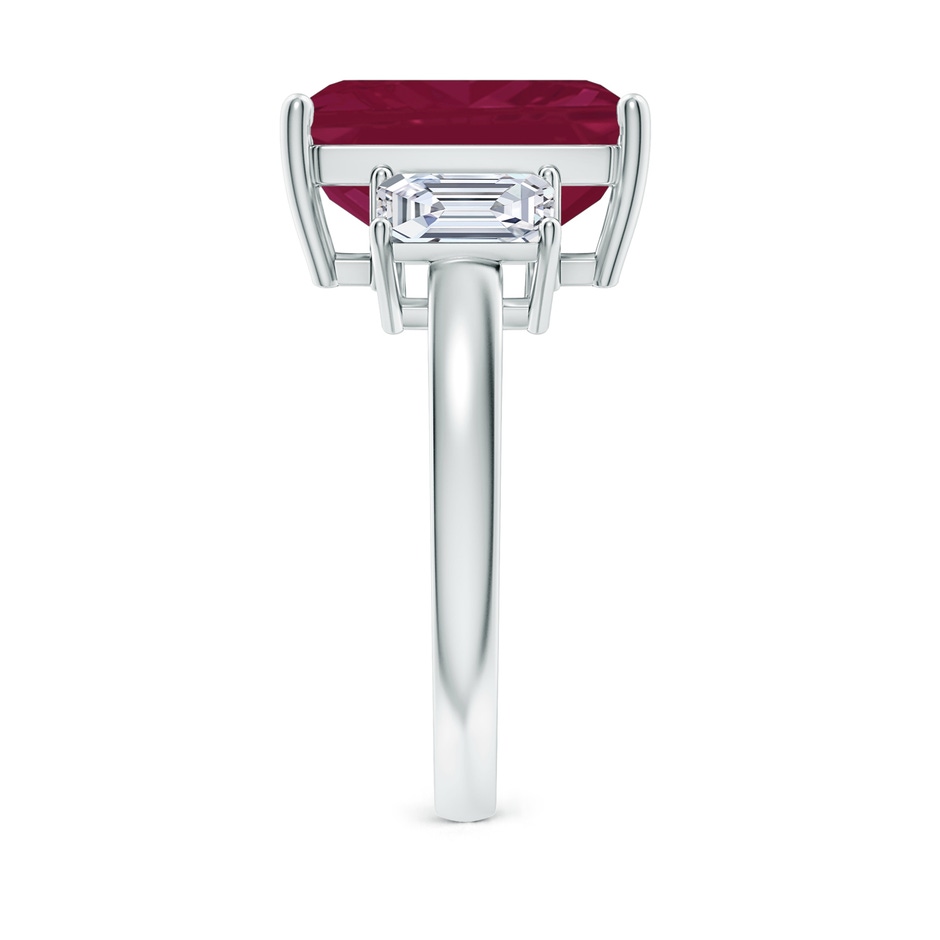 12x10mm A Emerald-Cut Ruby and Diamond Three Stone Ring in P950 Platinum side 299
