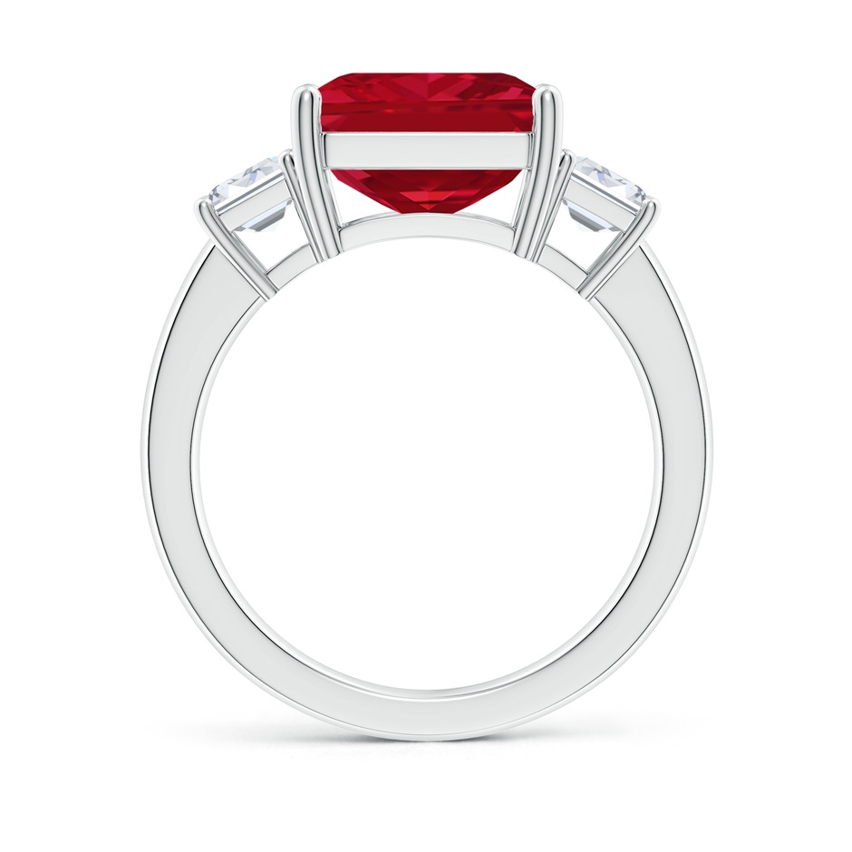 12x10mm AAA Emerald-Cut Ruby and Diamond Three Stone Ring in S999 Silver side 199
