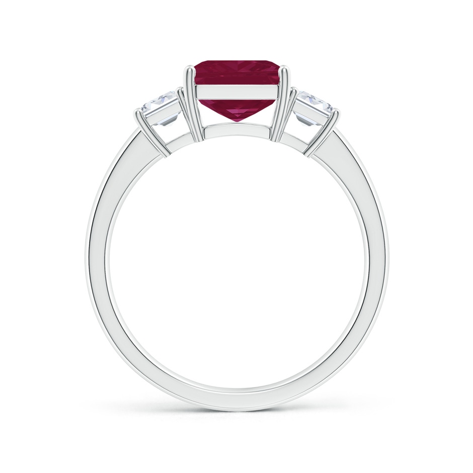 9x7mm A Emerald-Cut Ruby and Diamond Three Stone Ring in White Gold side 199