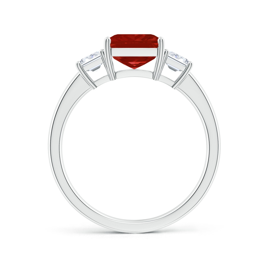 9x7mm AA Emerald-Cut Ruby and Diamond Three Stone Ring in S999 Silver side 199