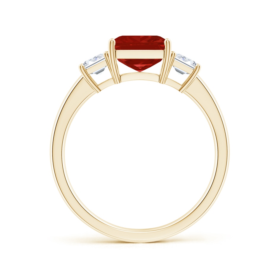9x7mm AA Emerald-Cut Ruby and Diamond Three Stone Ring in Yellow Gold side 199