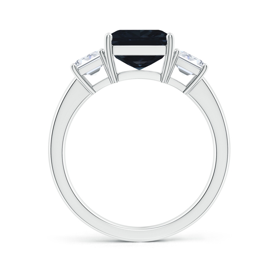 10x8mm A Emerald-Cut Blue Sapphire and Diamond Three Stone Ring in P950 Platinum side 199