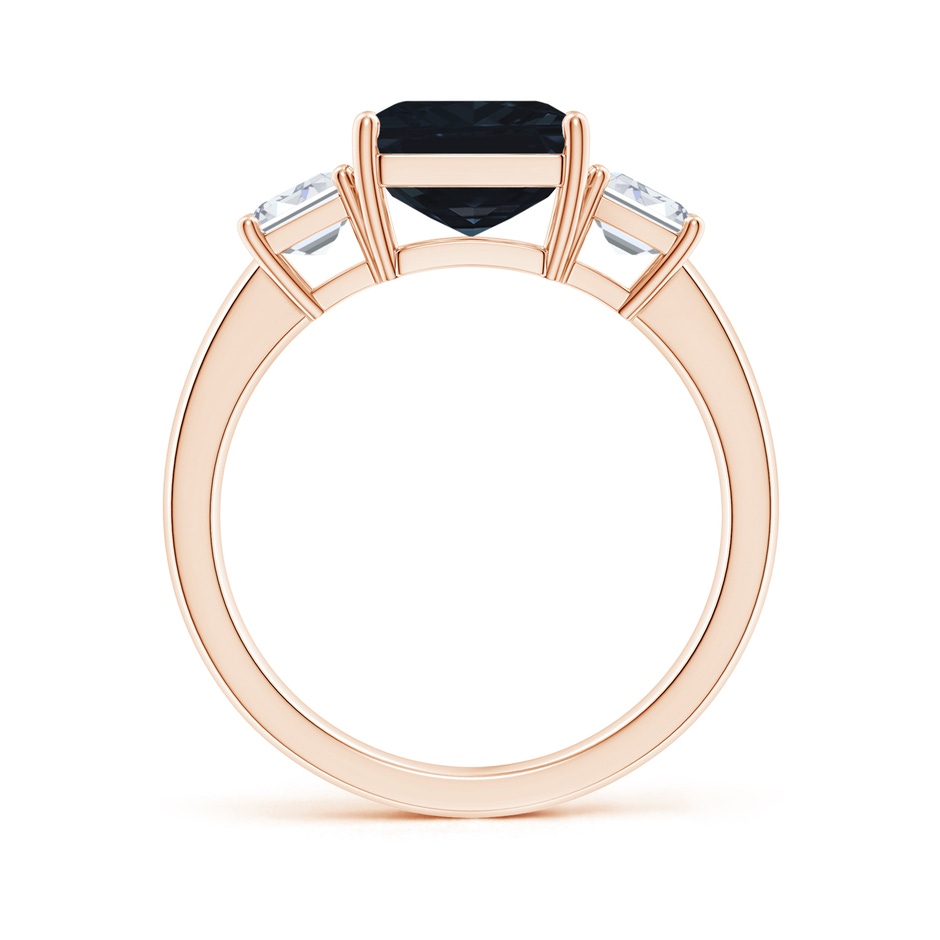 10x8mm A Emerald-Cut Blue Sapphire and Diamond Three Stone Ring in Rose Gold side 199