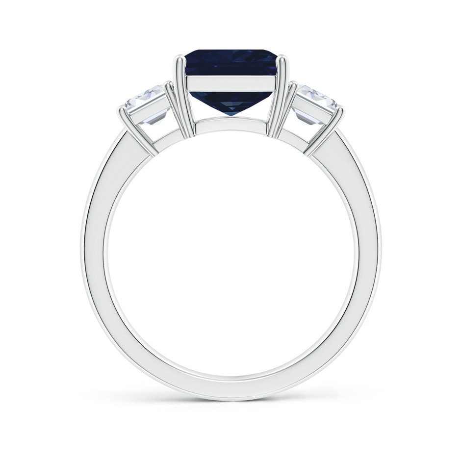 10x8mm AA Emerald-Cut Blue Sapphire and Diamond Three Stone Ring in P950 Platinum Side 199