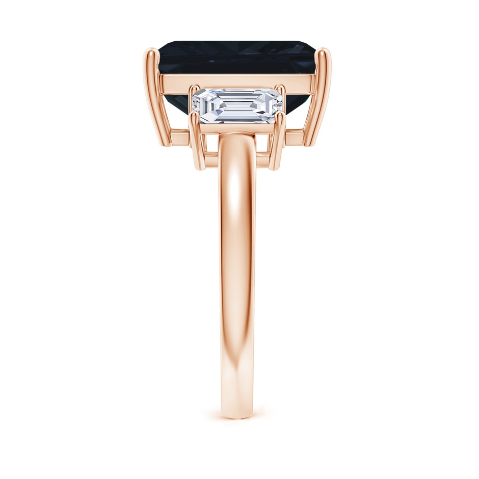 12x10mm A Emerald-Cut Blue Sapphire and Diamond Three Stone Ring in Rose Gold Side 299