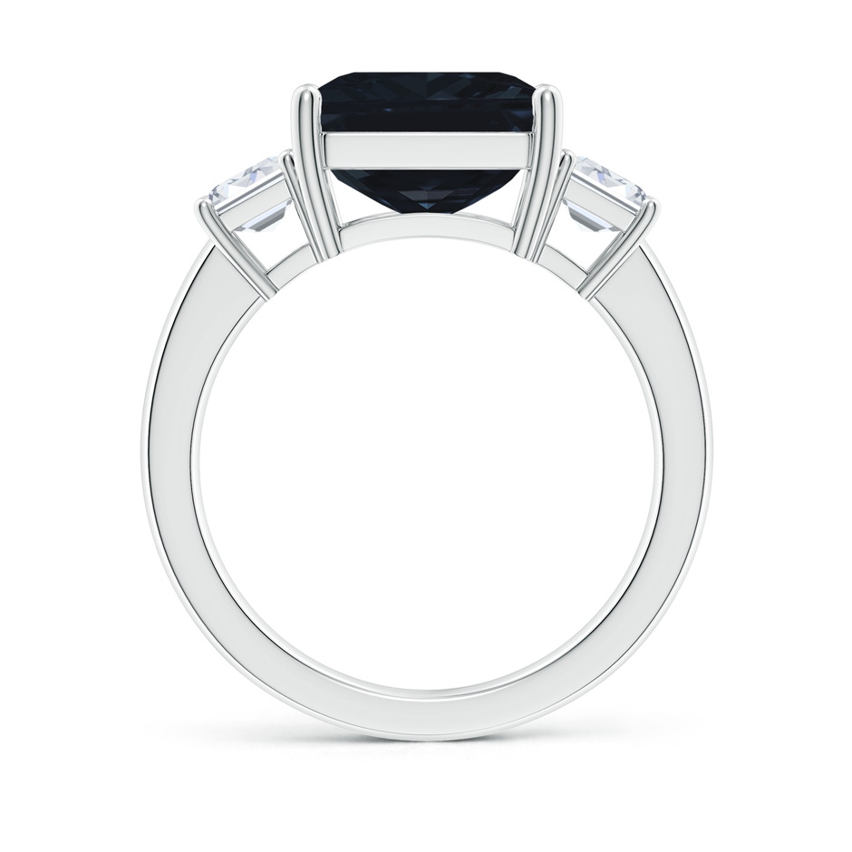 12x10mm A Emerald-Cut Blue Sapphire and Diamond Three Stone Ring in S999 Silver Side 199