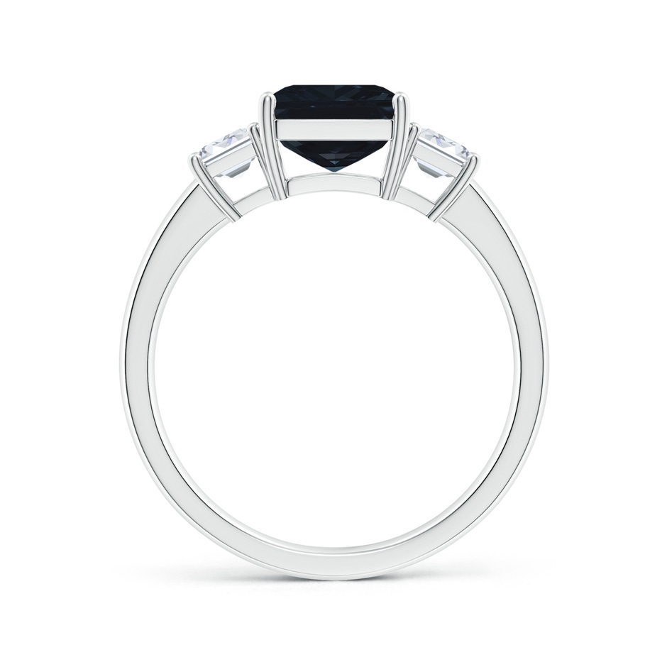 9x7mm A Emerald-Cut Blue Sapphire and Diamond Three Stone Ring in P950 Platinum side 199
