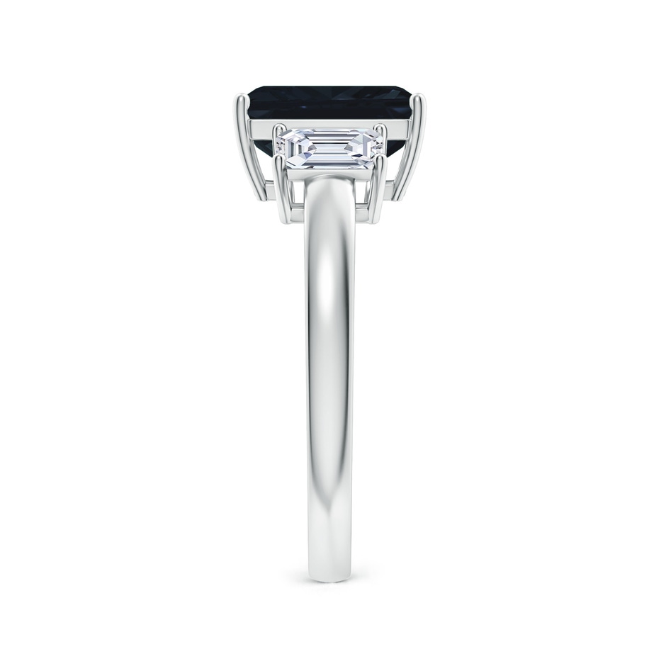 9x7mm A Emerald-Cut Blue Sapphire and Diamond Three Stone Ring in P950 Platinum side 299